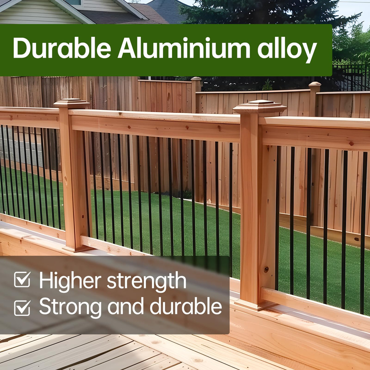 32"-100Pack Aluminum Deck Balusters Hollow Round Deck Railing Spindles Matte Coated Black V6218