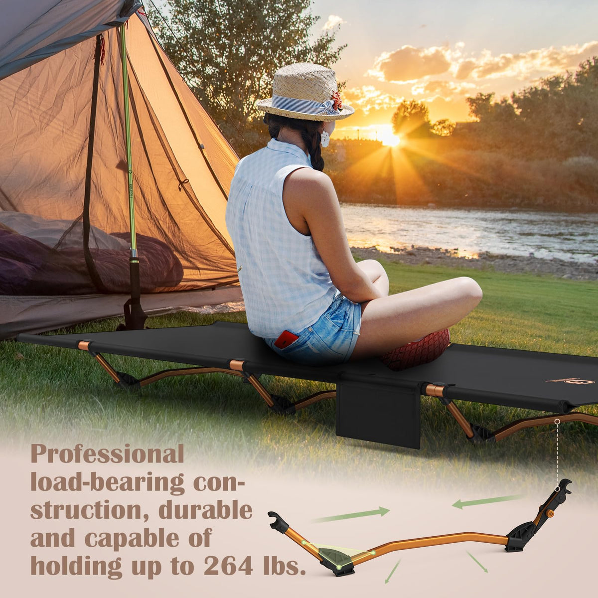 Foldable Camping Cot with Storage Bag M38799