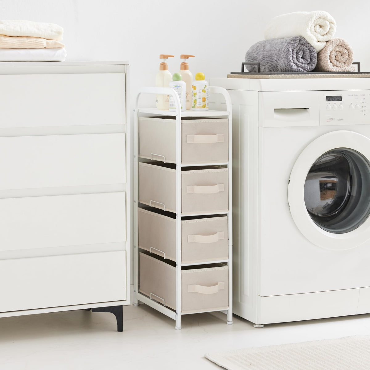 4 Drawer Narrow Fabric Dresser A3109