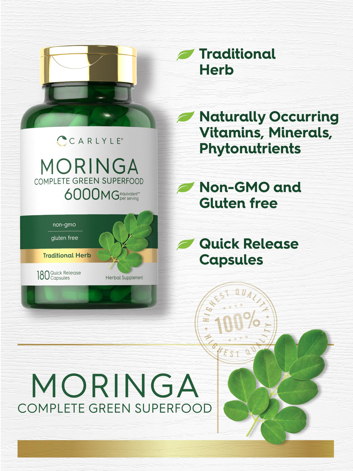 Moringa Oleifera Supplement 180 Capsules X30197