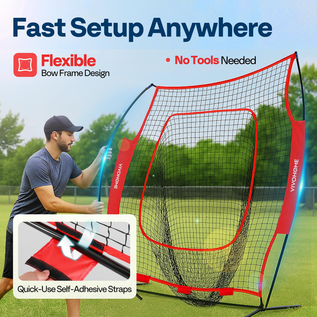 Baseball & Softball Training Net with Batting Tee, 7 x 7 ft. W402030