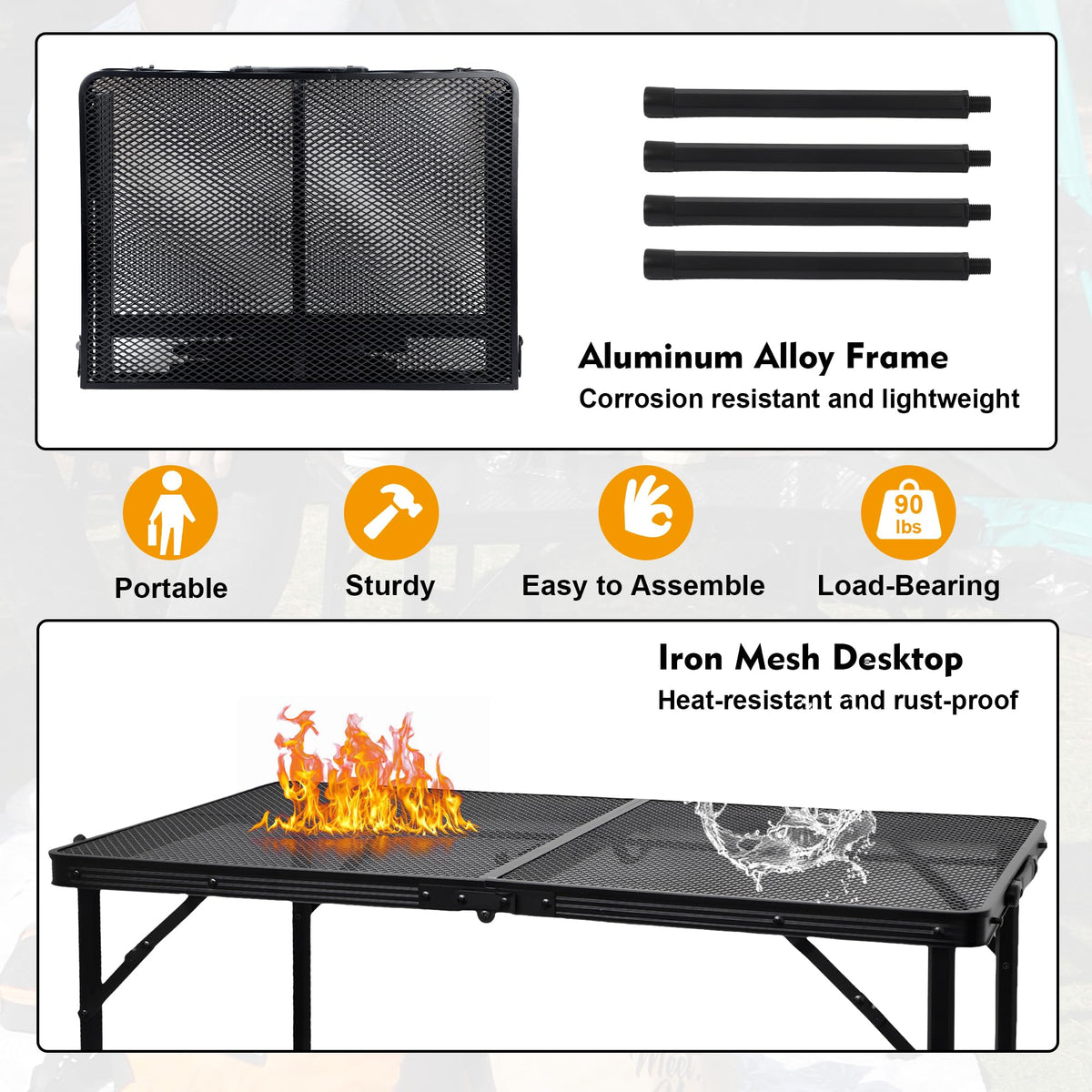 Folding Camping Grill Table E442546