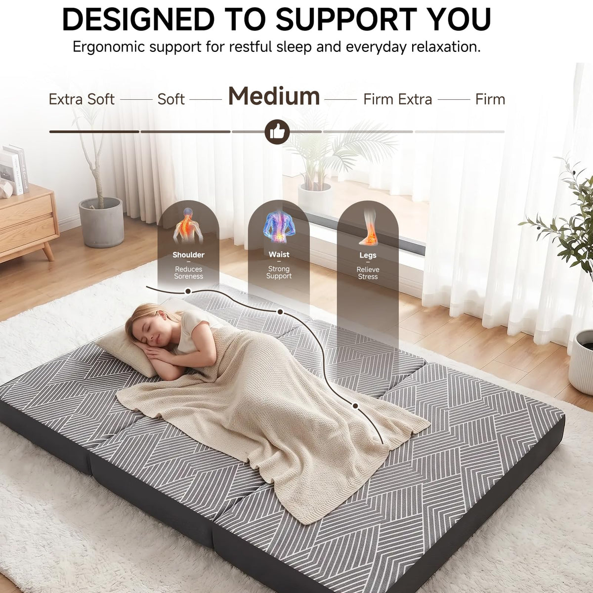 Memory Foam Tri Folding Mattress Twin Size 4 Inch Z298728