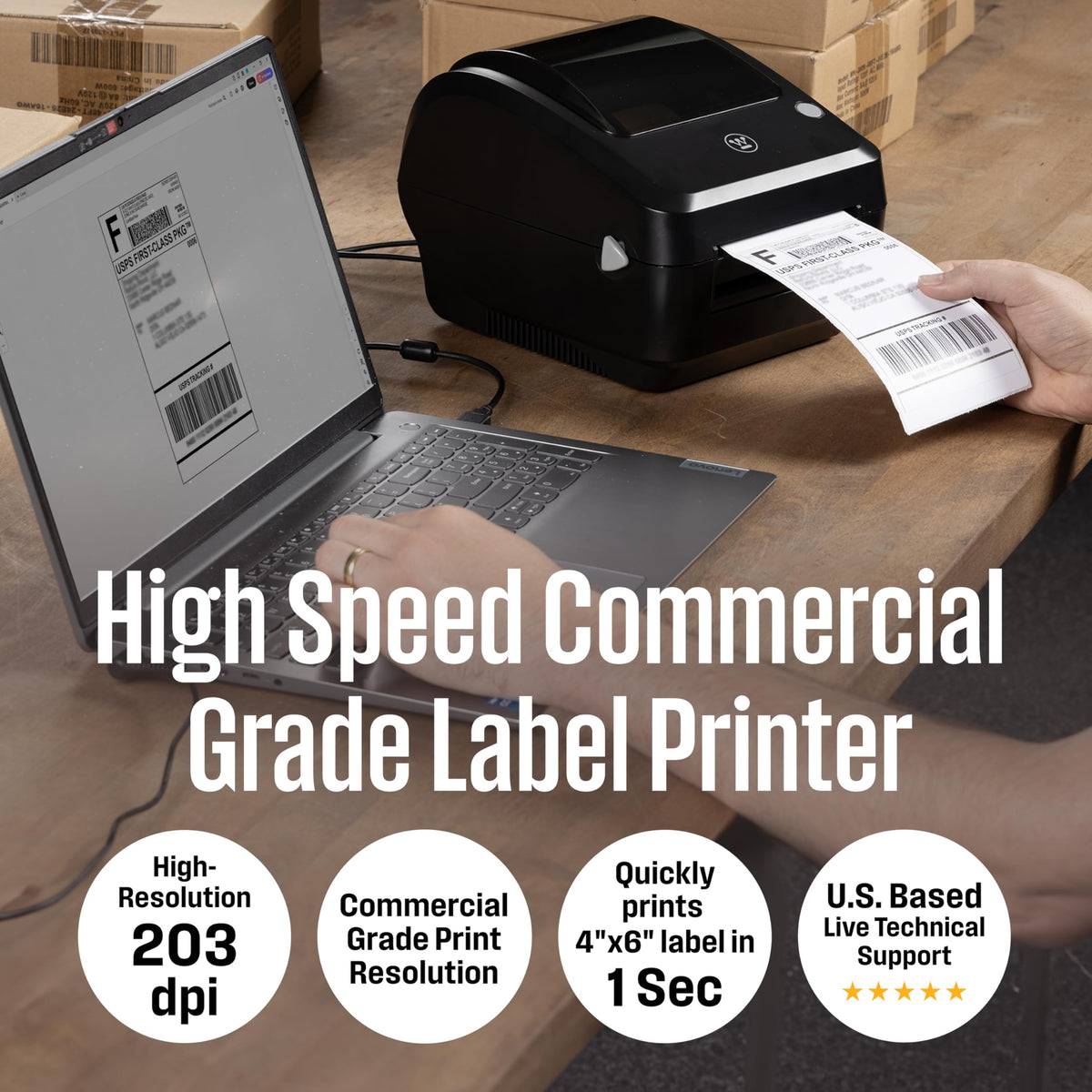 Thermal Shipping Label Printer USB 4x6 Commercial Grade Desktop Label Printer I423443