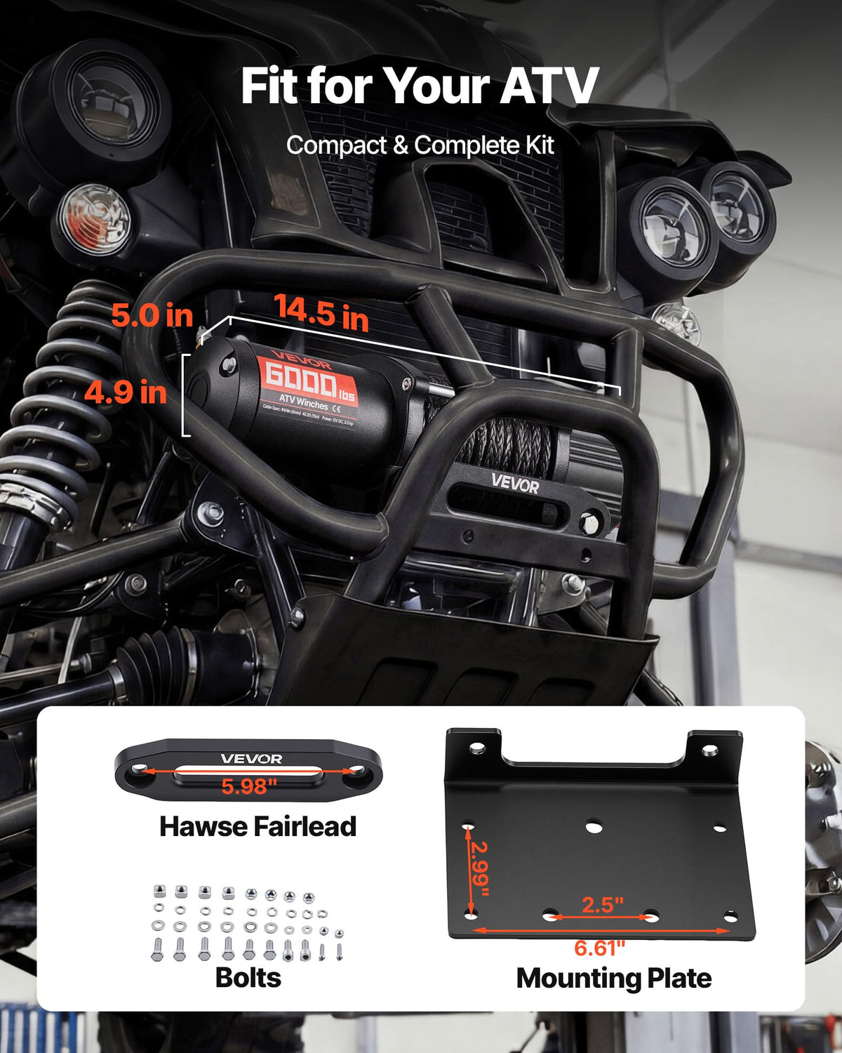 6000 lbs 12V Electric Winch with Synthetic Rope J708