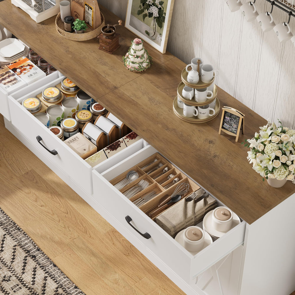 White Kitchen Sideboard Buffet Cabinet with Storage H45222