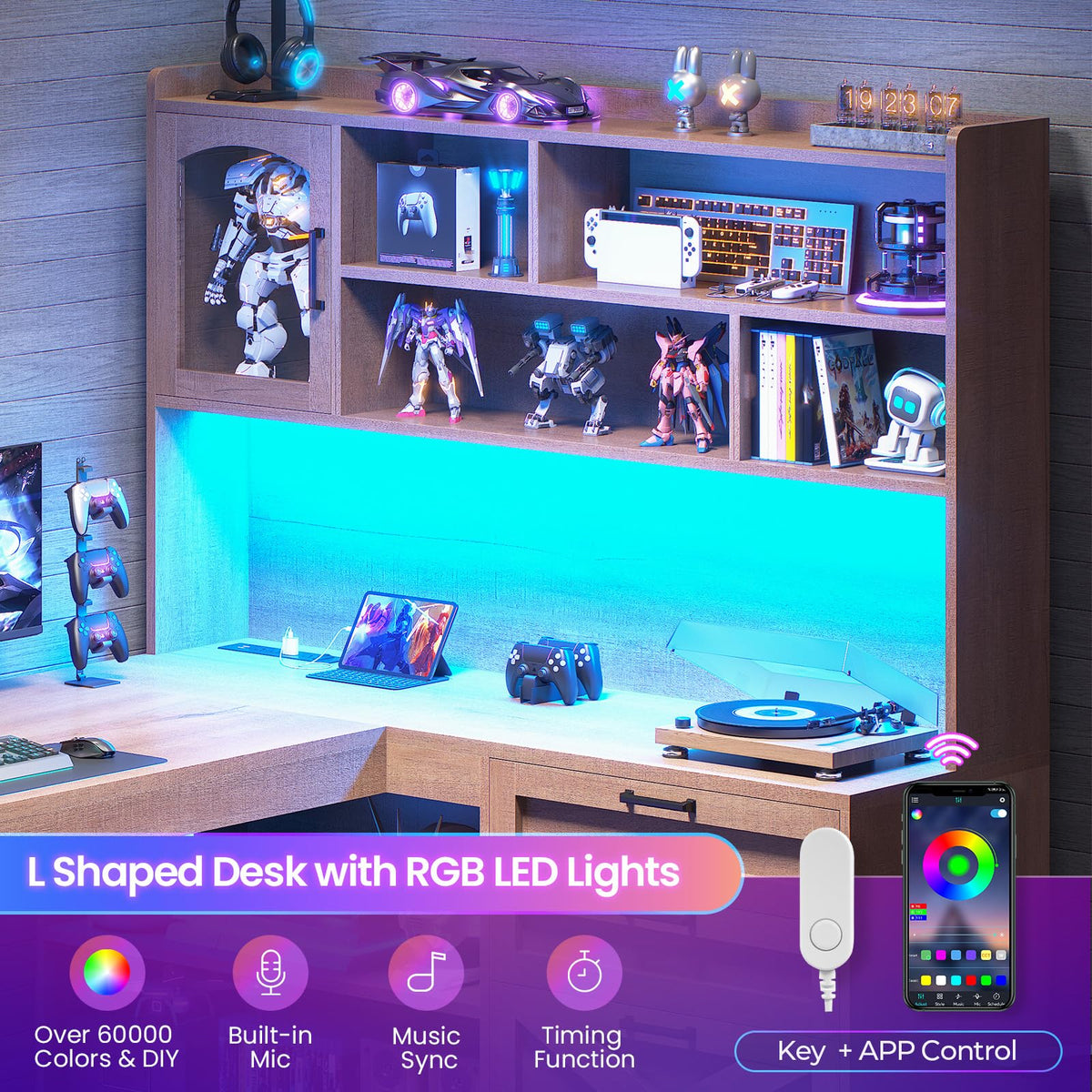 61" L Shaped Office Desk with Drawers and Storage K880588