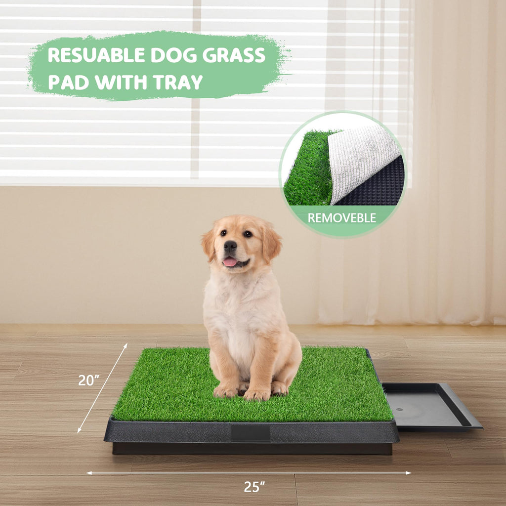 25"×20" Washable Dog Grass Pad with Tray X72722