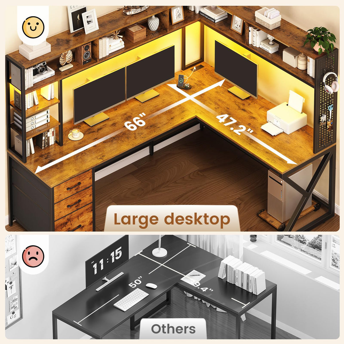 L Shaped Computer Desk with Hutch L641