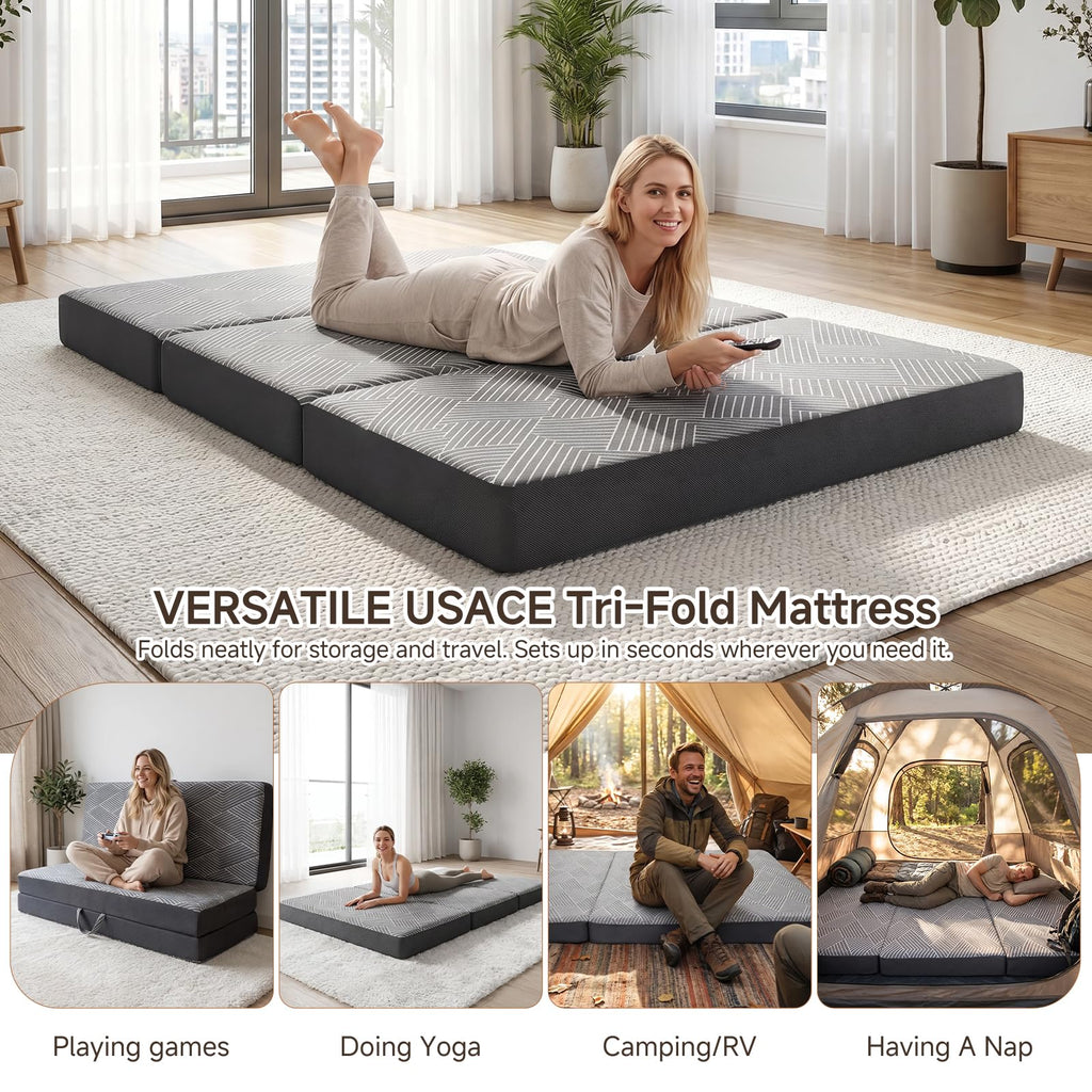 Memory Foam Tri Folding Mattress Twin Size 4 Inch Z298728