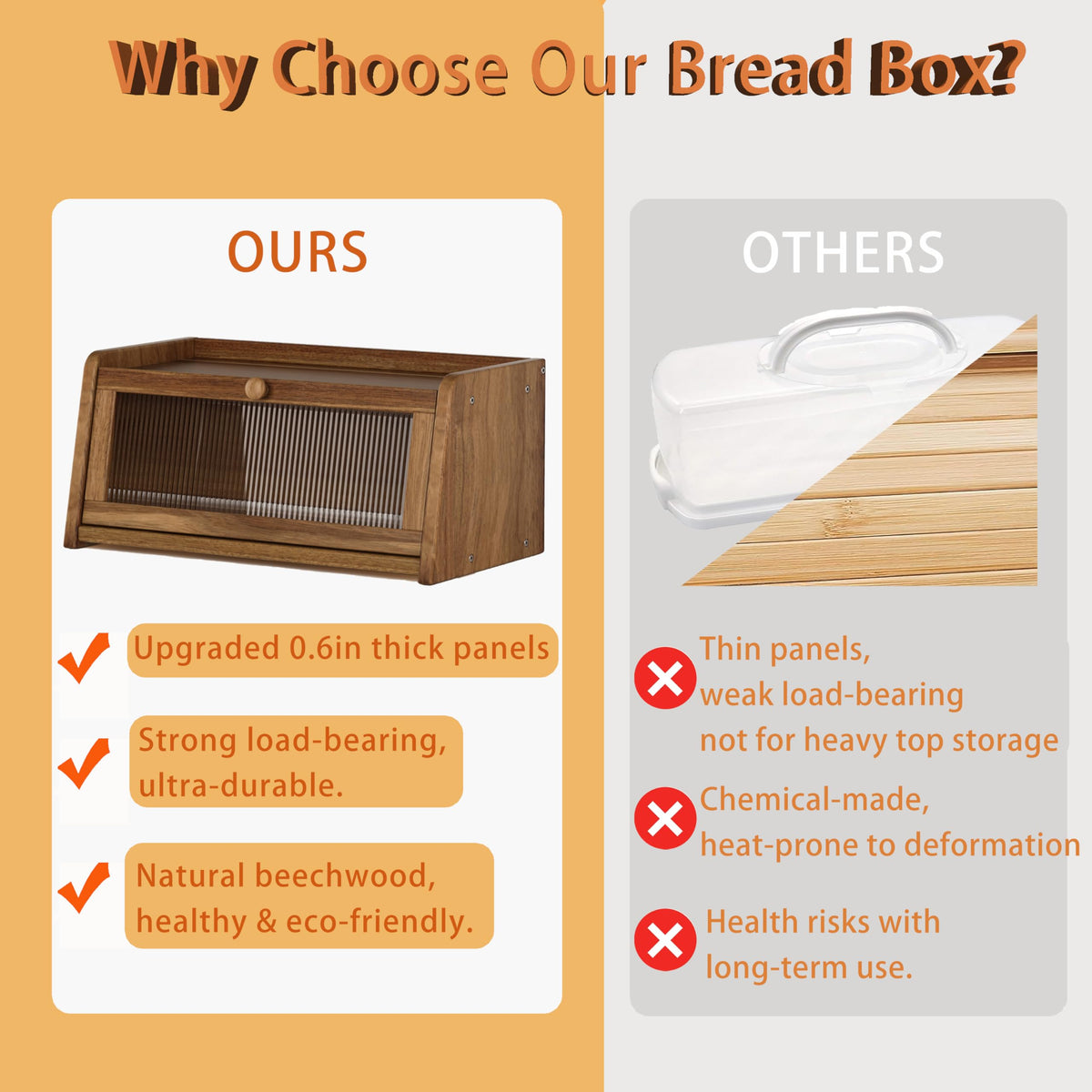 Acacia Wood Bread Box with Acrylic Window R412406