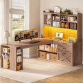 61" L Shaped Office Desk with Drawers and Storage K880588