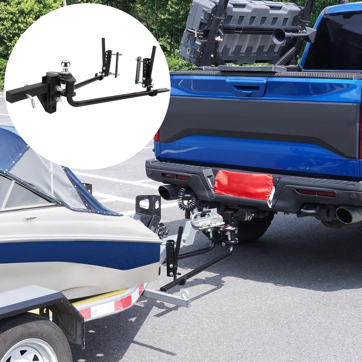 1500 lbs Capacity Weight Distribution Hitch with 2-Inch Steel Shank T9769