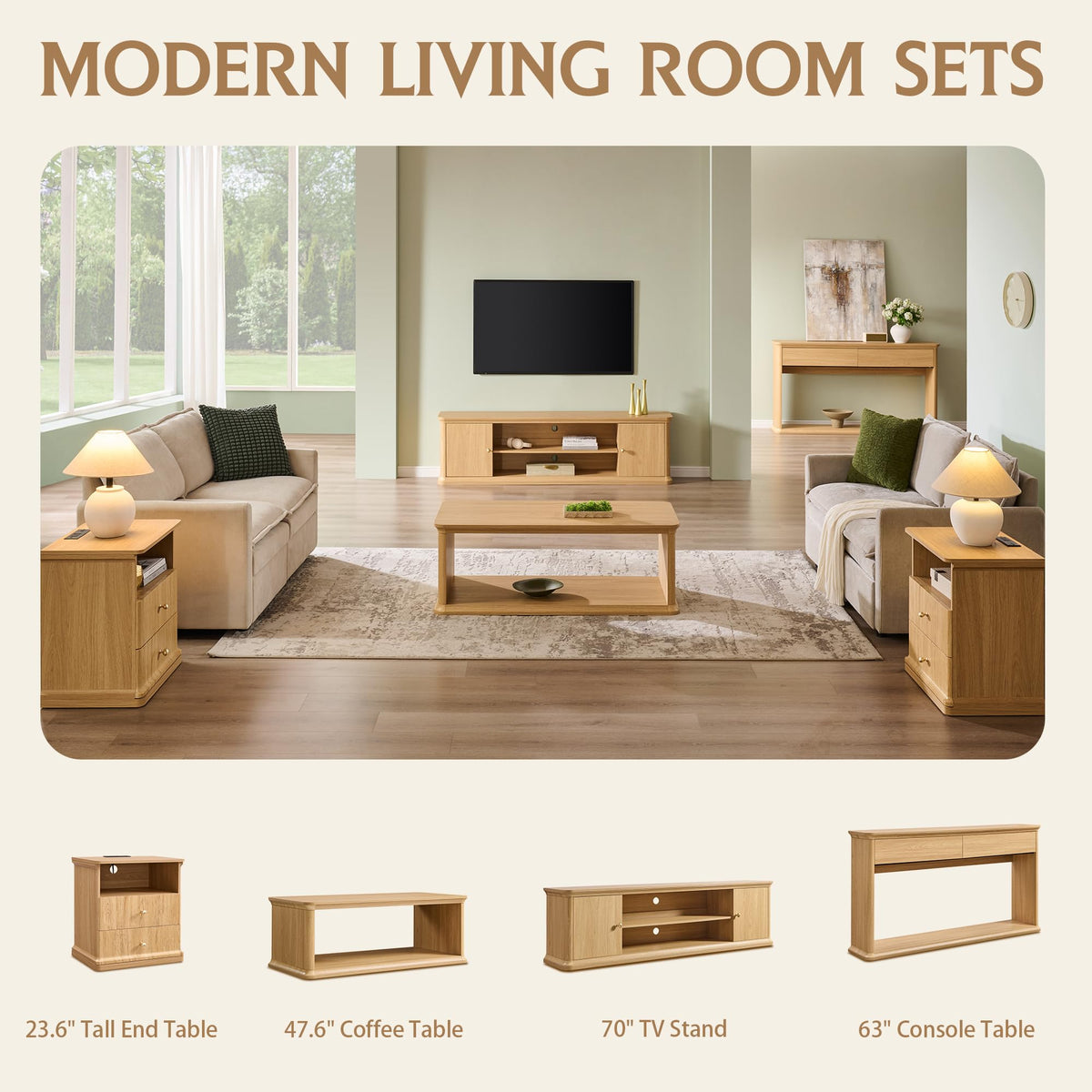 47.6" Wood Coffee Table M8571