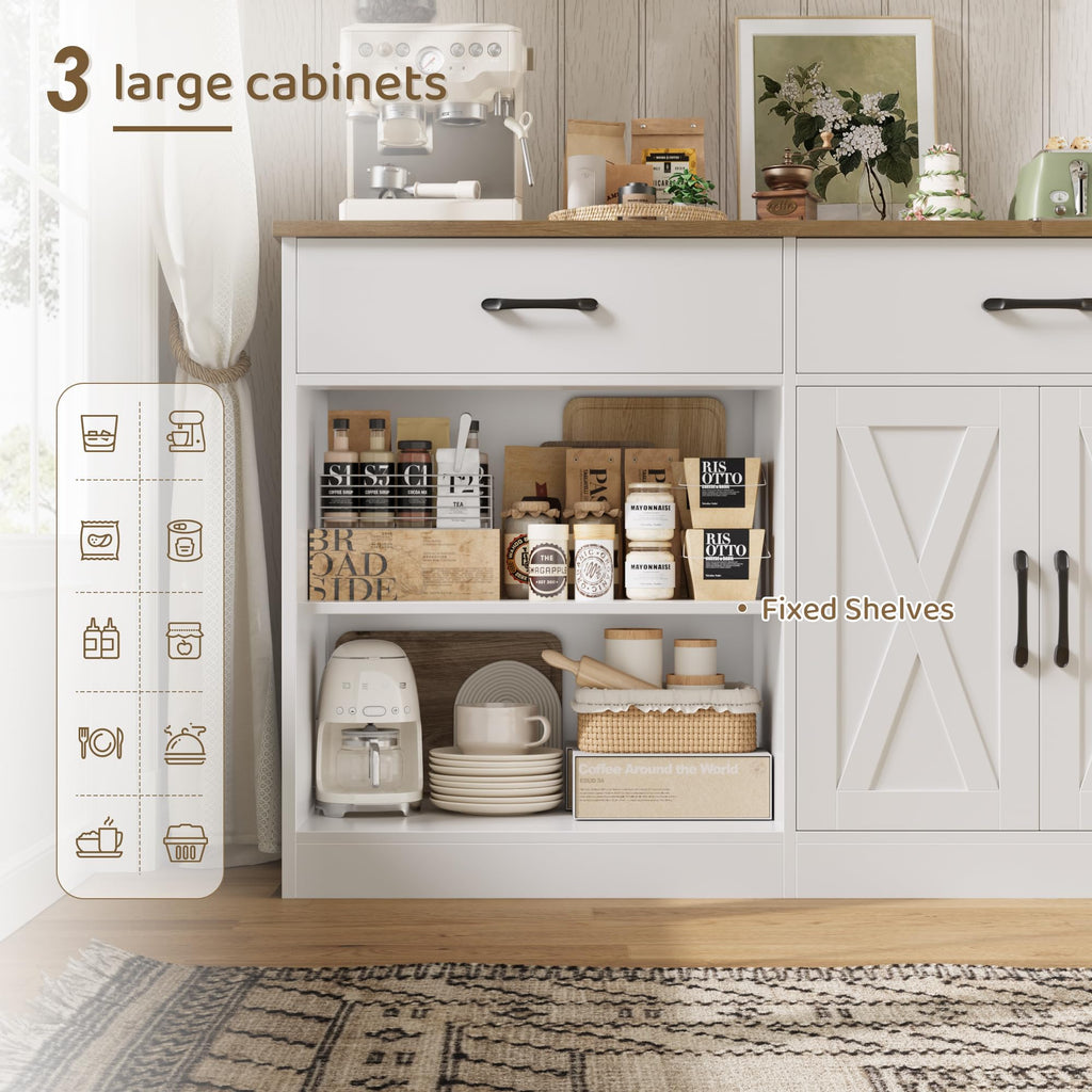 White Kitchen Sideboard Buffet Cabinet with Storage H45222