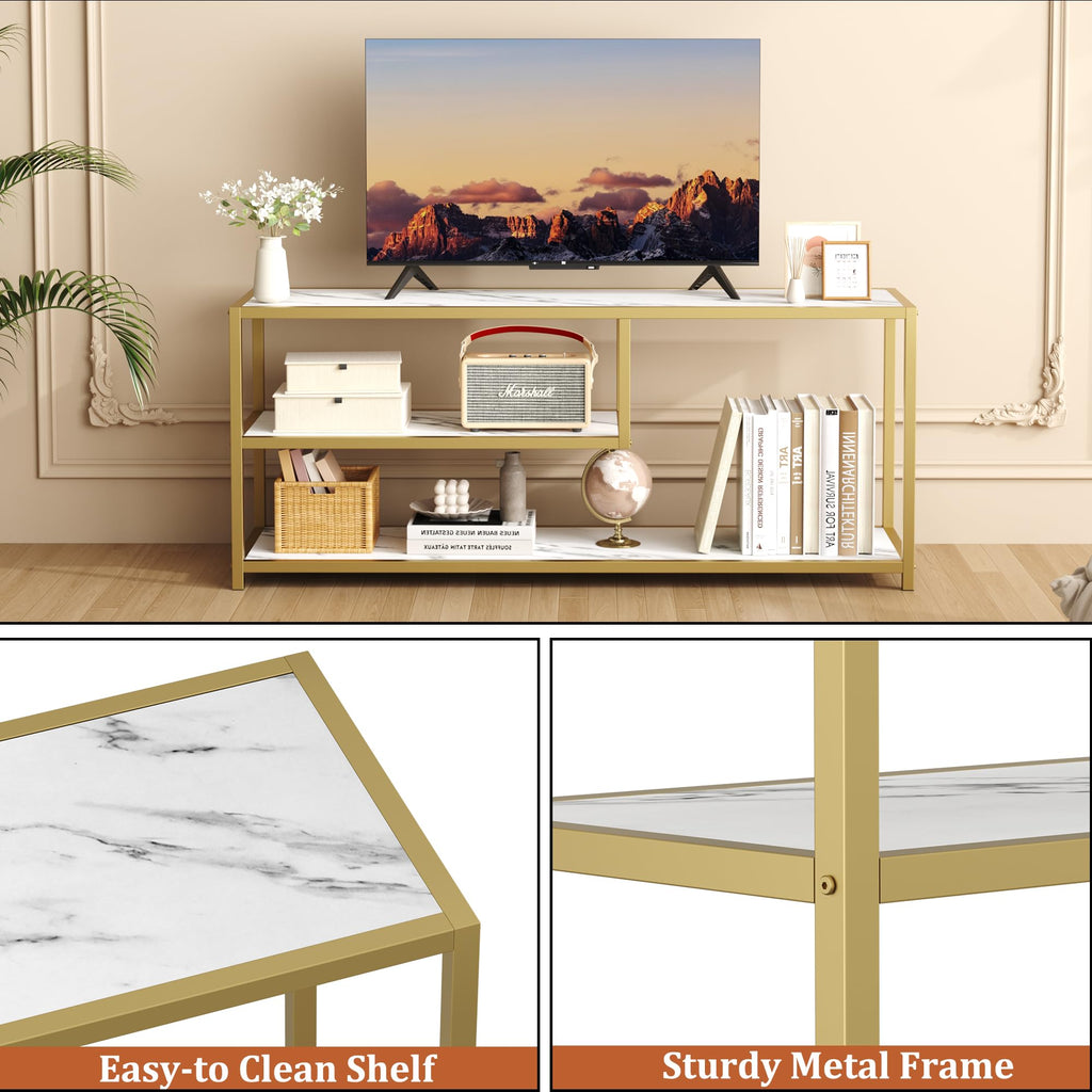 TV Stand for TVs up to 55 Inch, 3 Tier Media Console with Open Storage Shelves E54656
