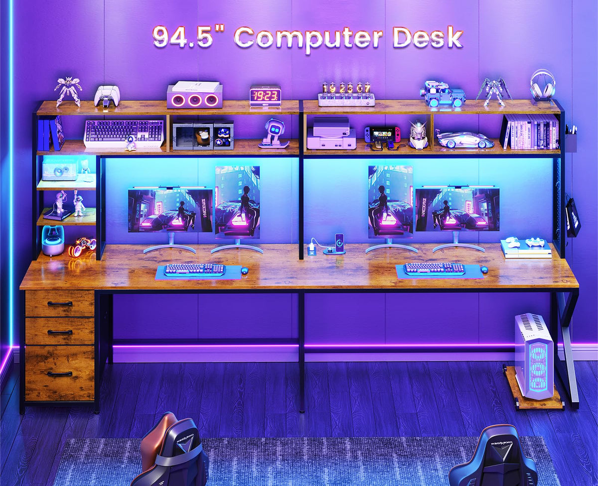 L Shaped Computer Desk with Hutch L641