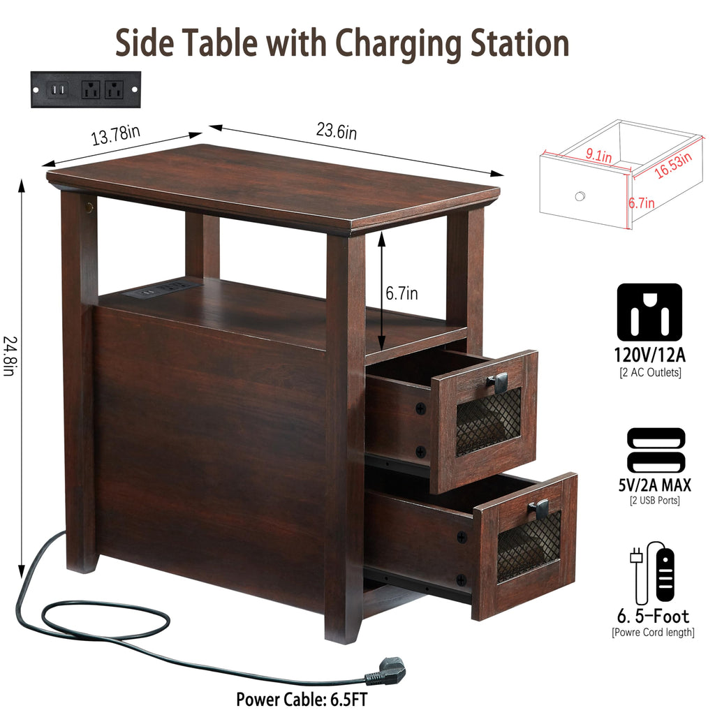 XXL End Table with Charging Station G764