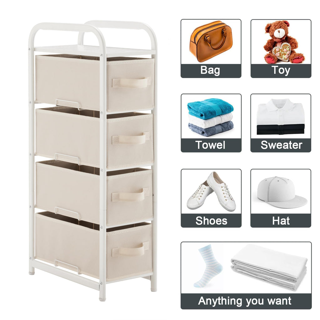 4 Drawer Narrow Fabric Dresser A3109