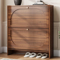 Luminous Walnut Shoe Storage Cabinet with Adjustable Shelves W567