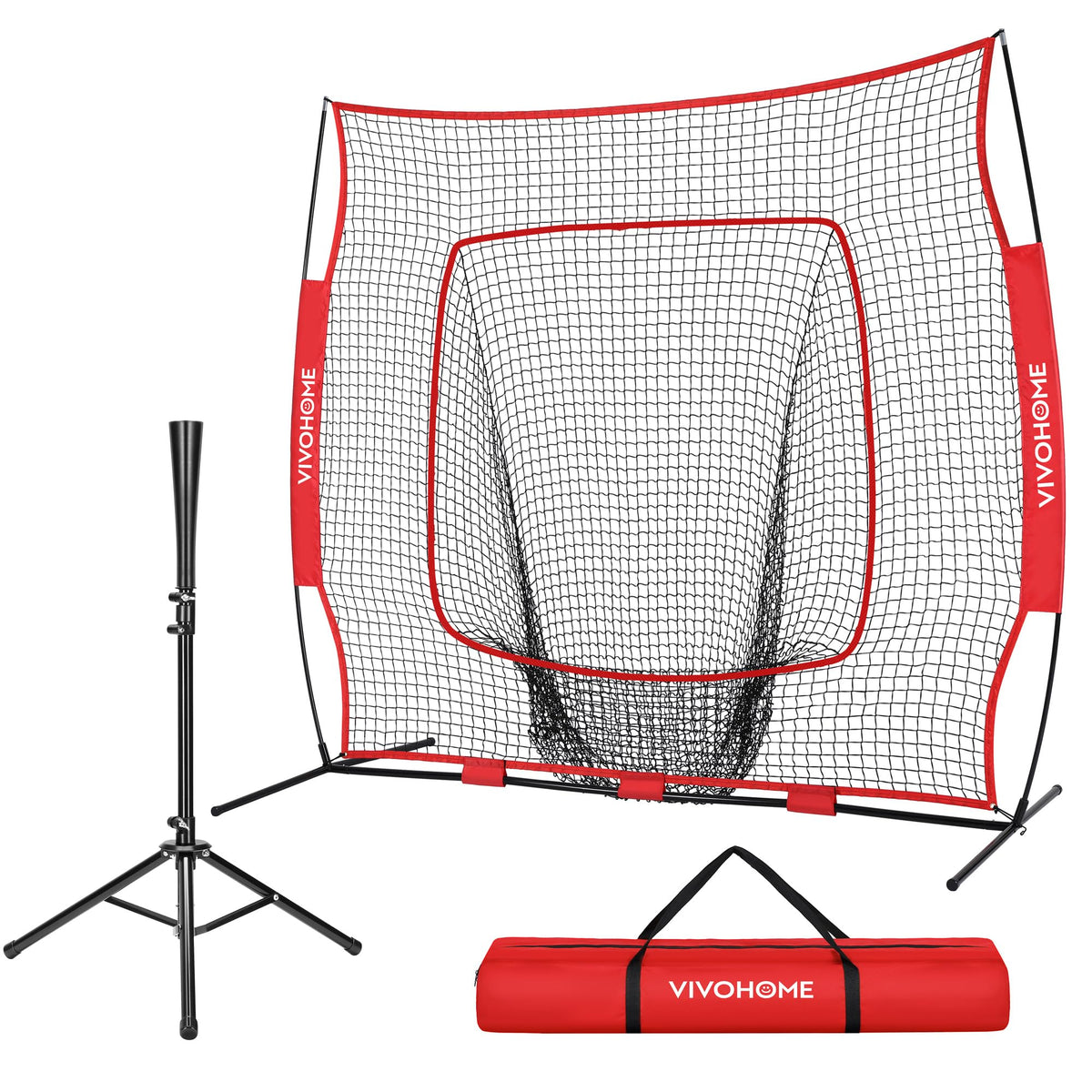 Baseball & Softball Training Net with Batting Tee, 7 x 7 ft. W402030