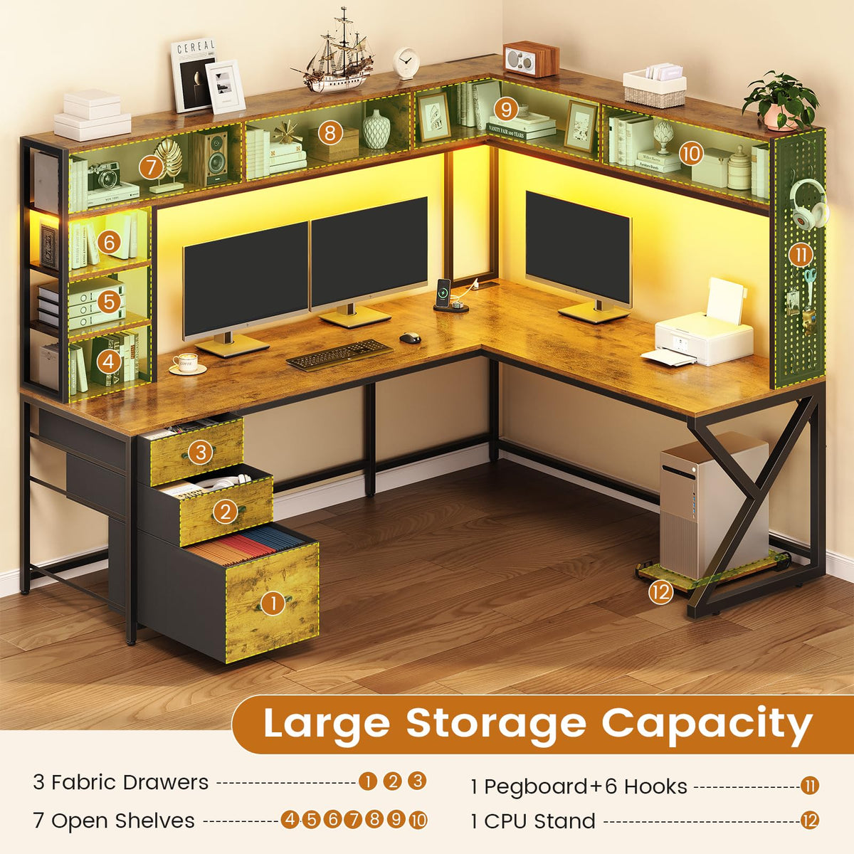 L Shaped Computer Desk with Hutch L641