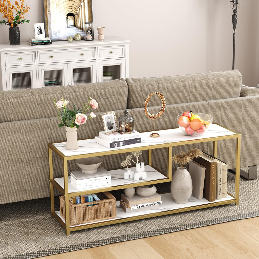 TV Stand for TVs up to 55 Inch, 3 Tier Media Console with Open Storage Shelves E54656