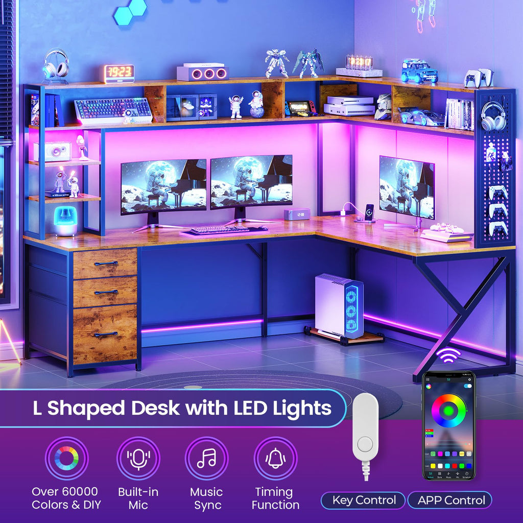 L Shaped Computer Desk with Hutch L641