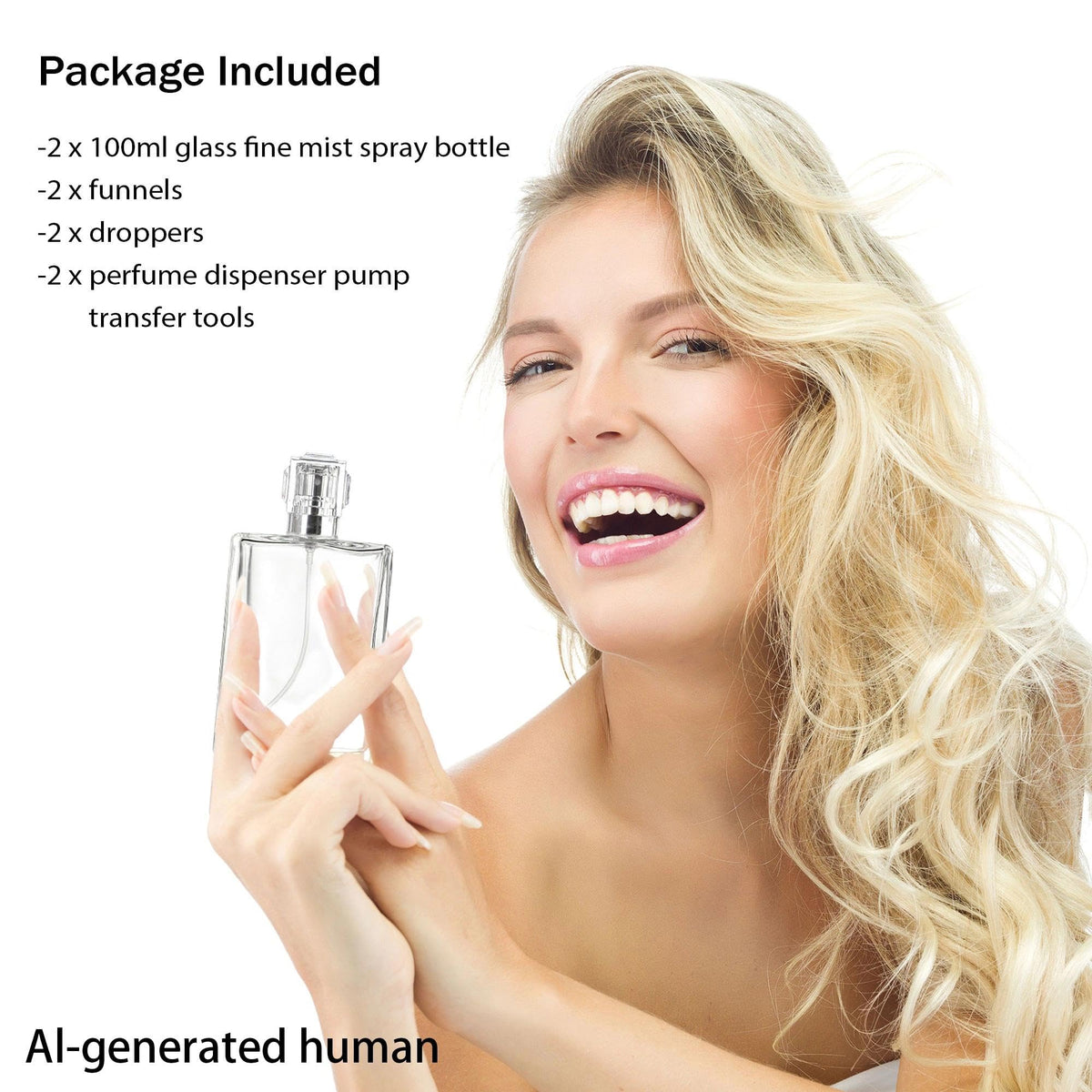 2 Pack 100ml Refillable Glass Spray Bottles W882