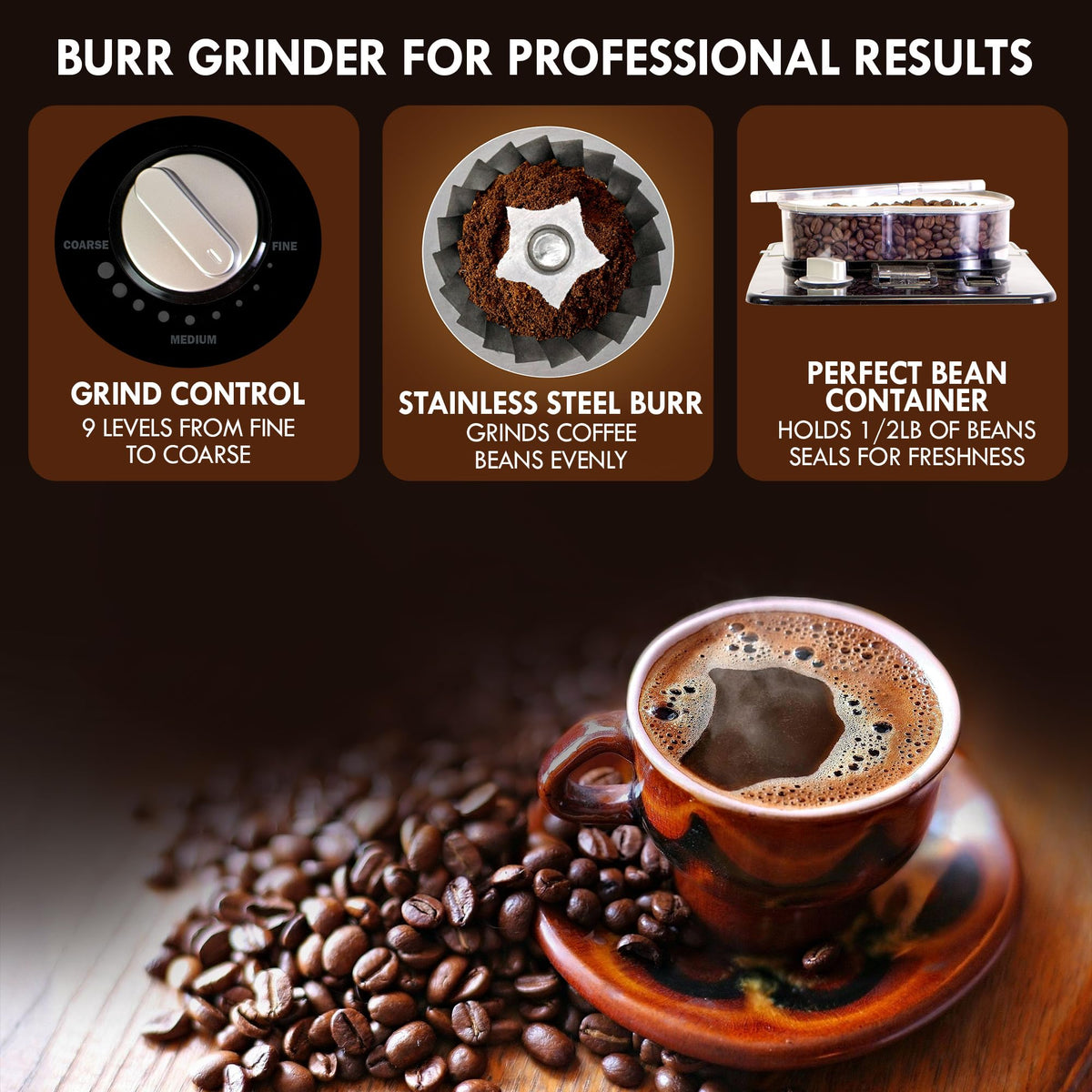 Grind and Brew 12 Cup Programmable Coffee Maker with Burr Grinder M4716
