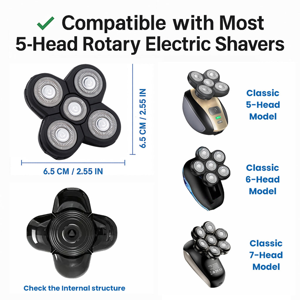 5 Pack Replacement Blades for Electric Head Shavers O694