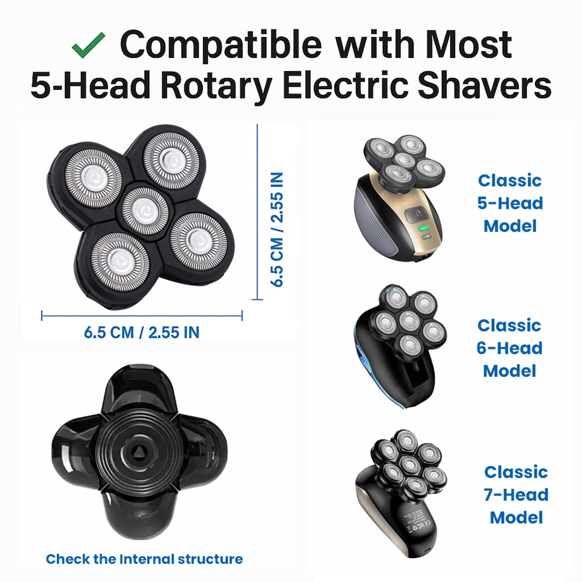 5 Pack Replacement Blades for Electric Head Shavers O694