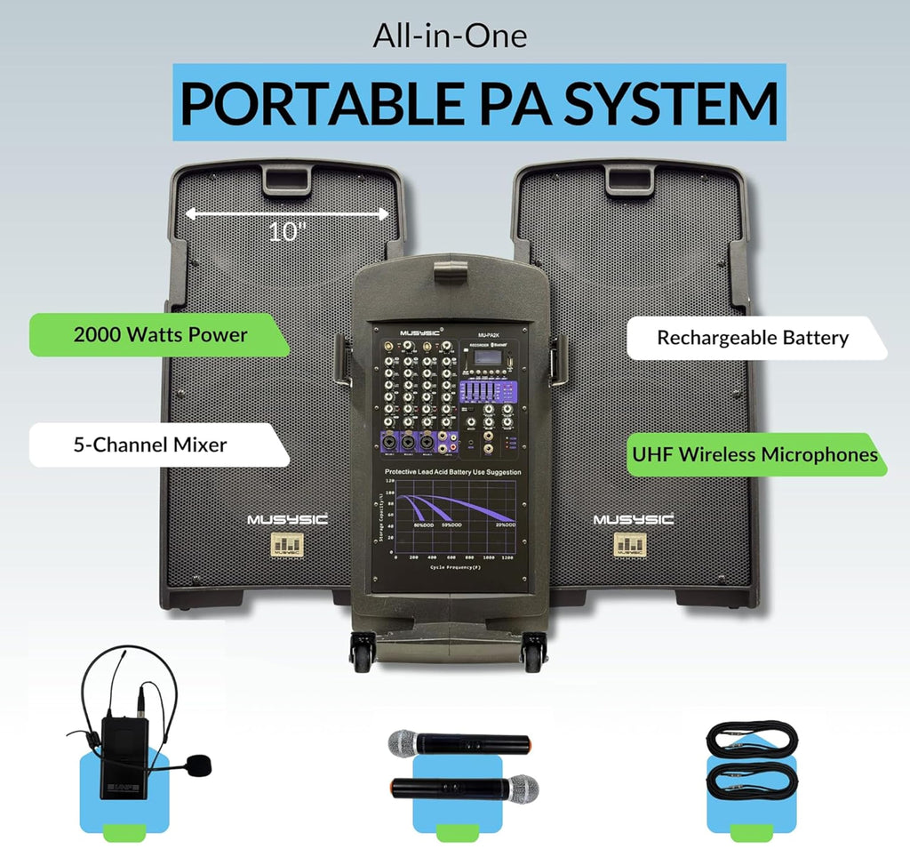 2000W PA Speaker System with Wireless Microphone E67679