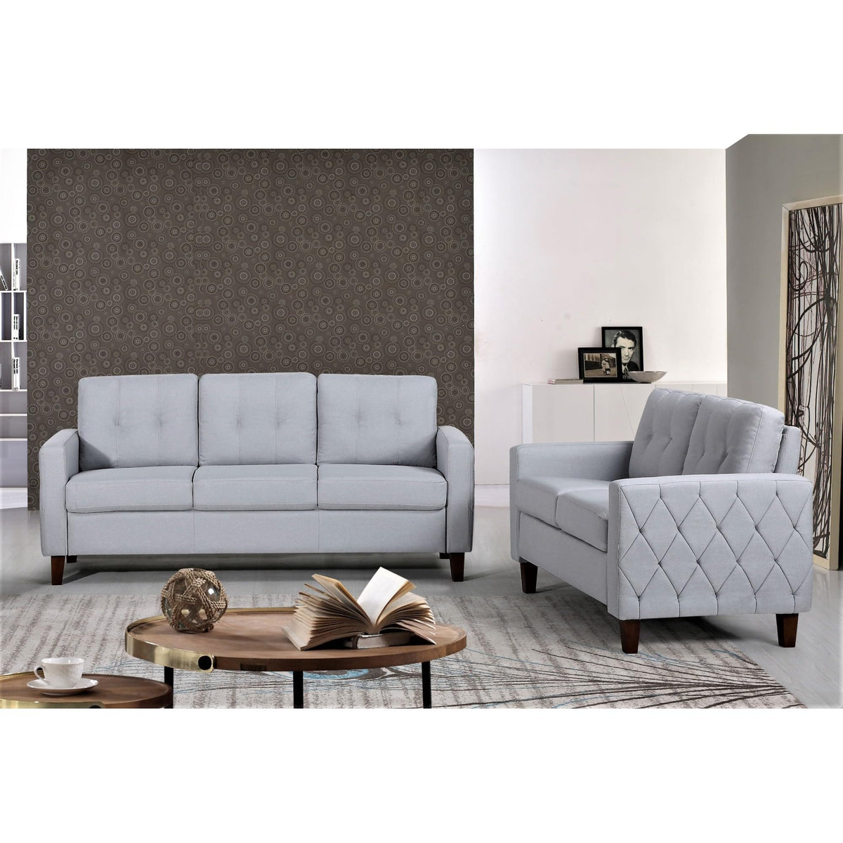Light Gray Tufted Upholstered Loveseat S5497