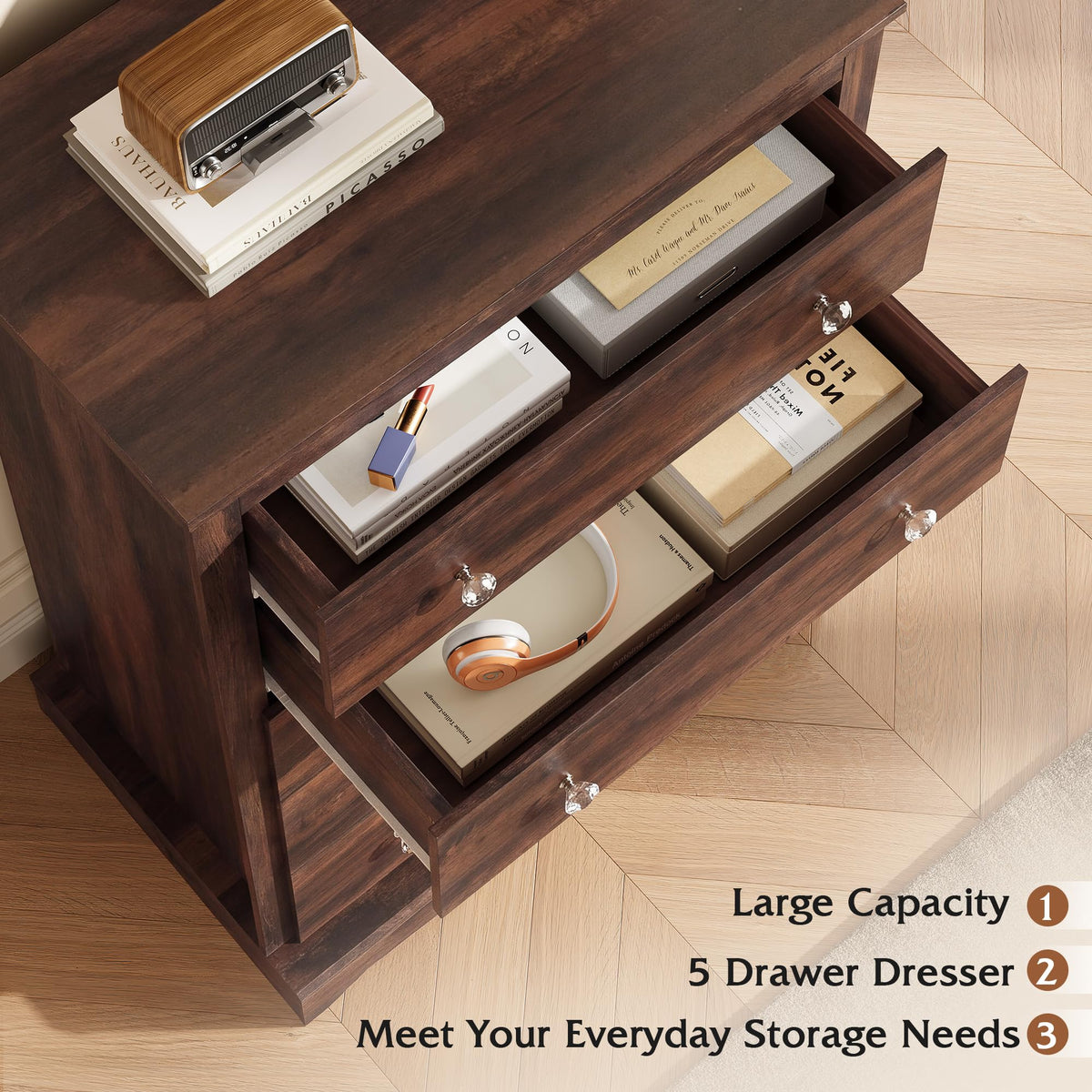 5 Drawer Rustic Brown Dresser C612585