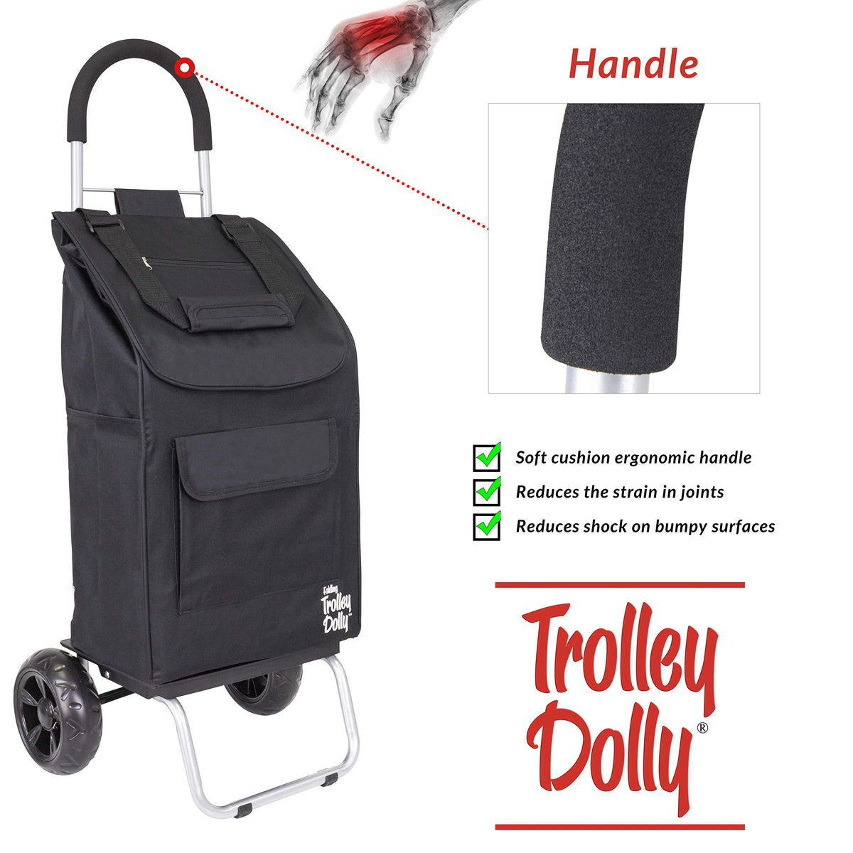Black Foldable Shopping Cart with Wheels and Removable Bag C646