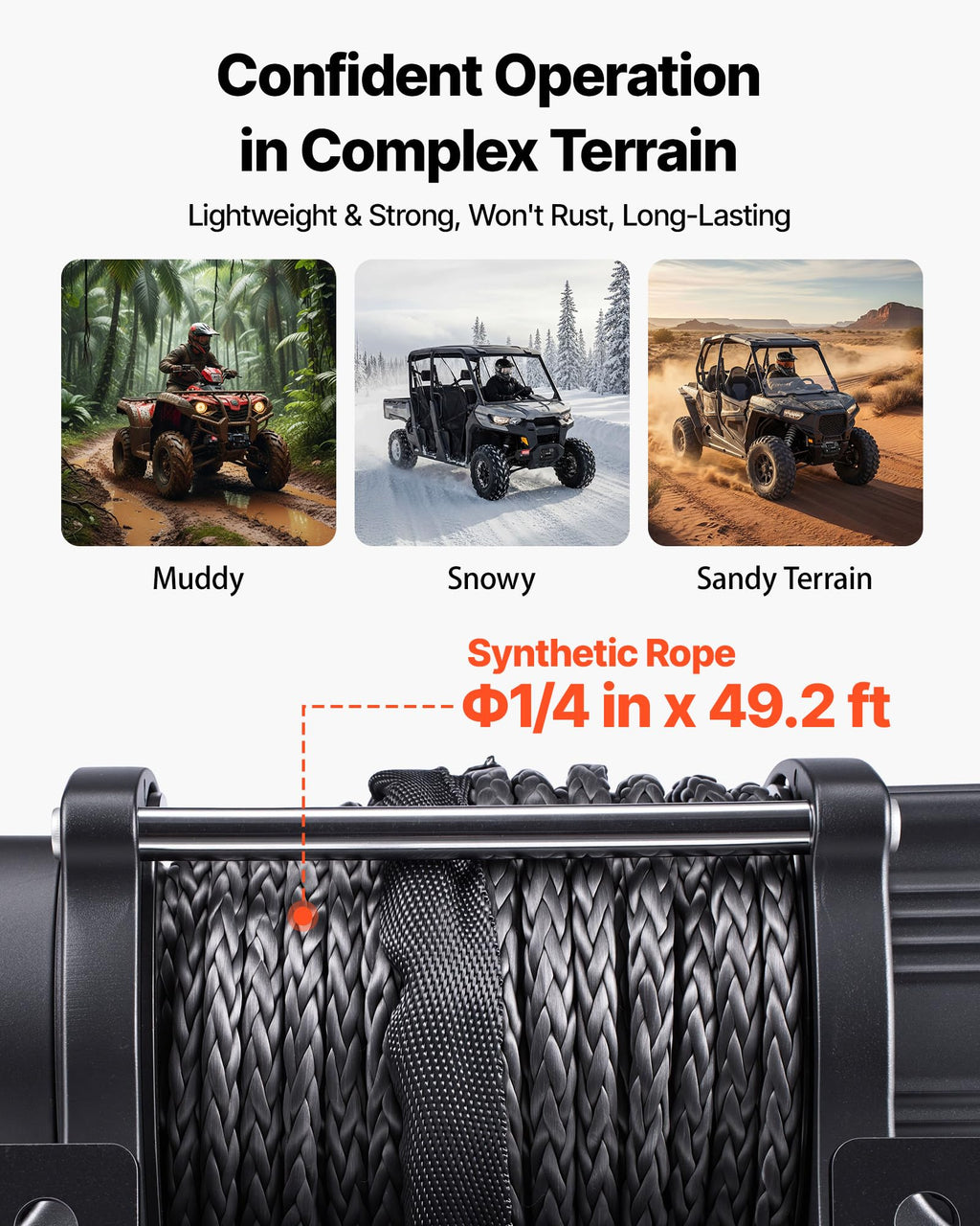 6000 lbs 12V Electric Winch with Synthetic Rope J708