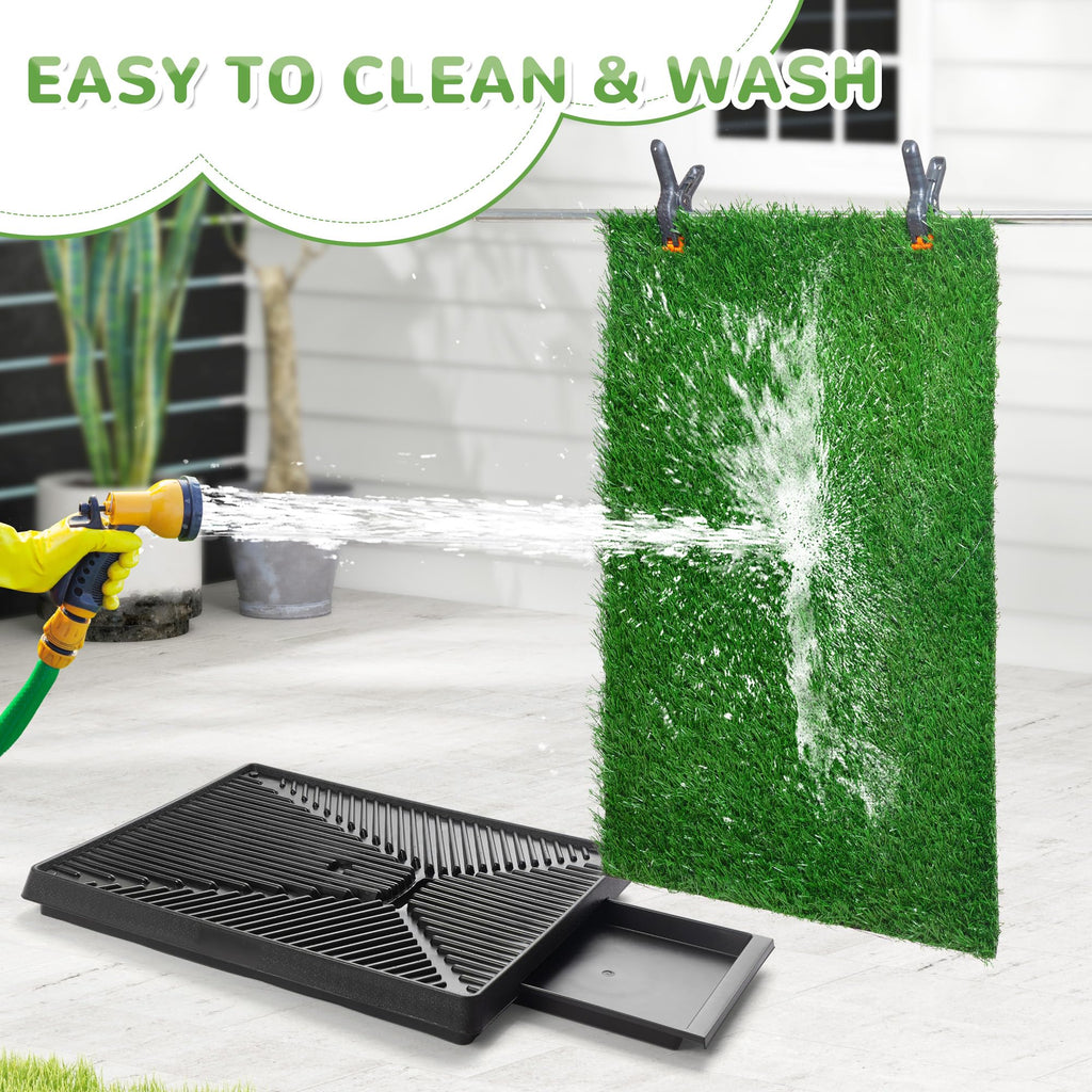 25"×20" Washable Dog Grass Pad with Tray X72722