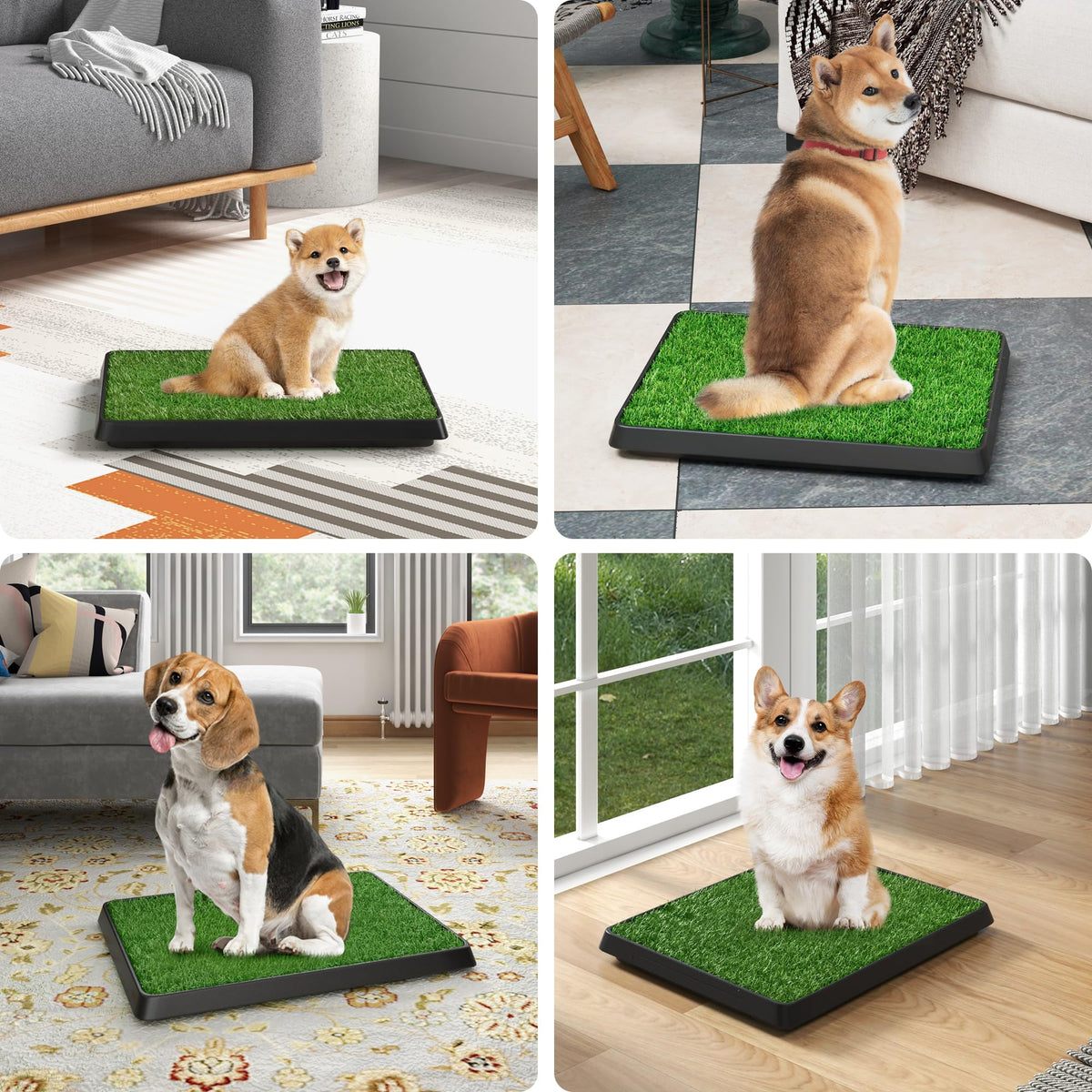 25"×20" Washable Dog Grass Pad with Tray X72722
